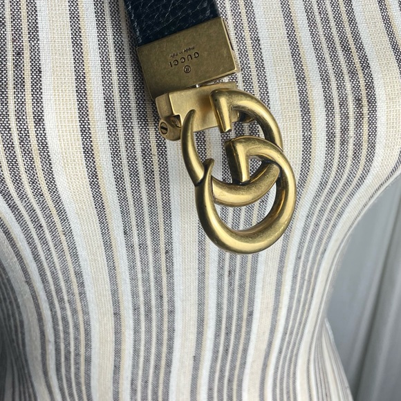 Gucci Unisex Reversible Double GG Black Leather Belt Black To Brown Size 26 - Picture 8 of 11